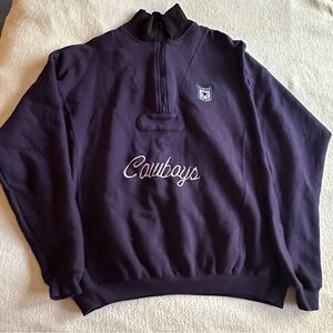VINTAGE Dallas Cowboys Embroidered Sweatshirt 1/4 Zip Navy/Black Mens Medium